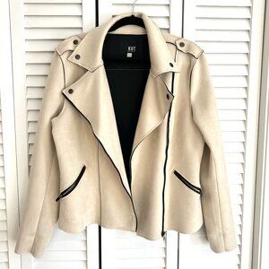 KUT from the Kloth: Haddie Faux Suede Moto Jacket (color: beige/cream; size: XL)
